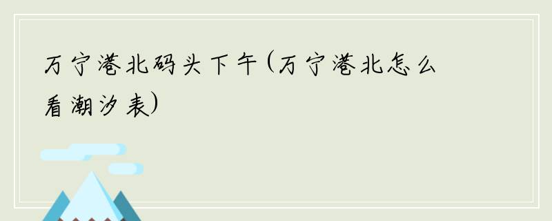 万宁港北码头下午(万宁港北怎么看潮汐表)