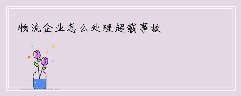 物流企业怎么处理超载事故