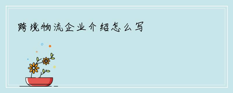 跨境物流企业介绍怎么写