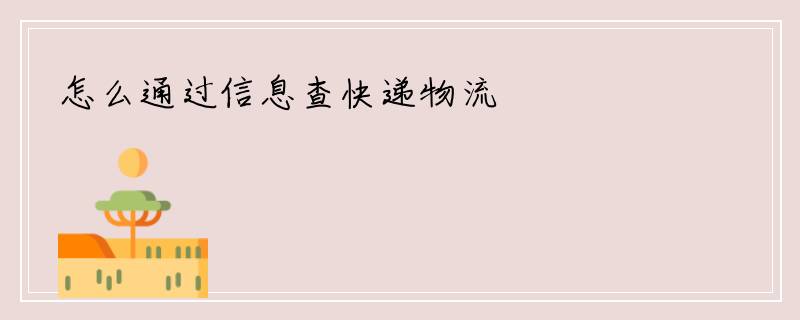 怎么通过信息查快递物流