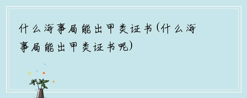 什么海事局能出甲类证书(什么海事局能出甲类证书呢)