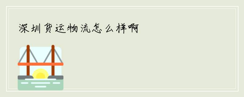 深圳货运物流怎么样啊