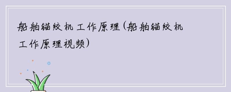 船舶锚绞机工作原理(船舶锚绞机工作原理视频)