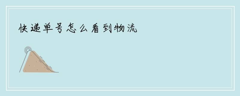 快递单号怎么看到物流
