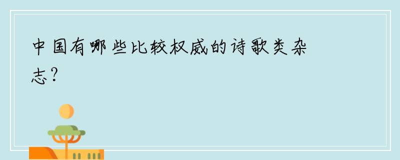 中国有哪些比较权威的诗歌类杂志？