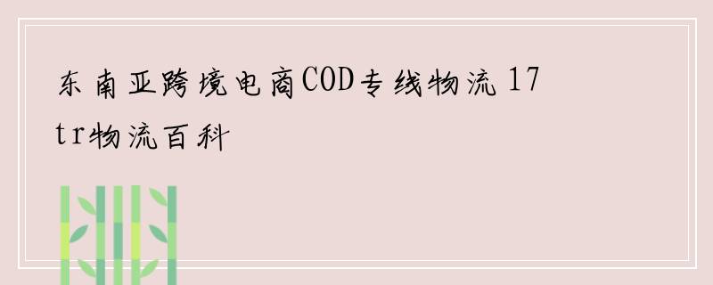 东南亚跨境电商COD专线物流 17tr物流百科