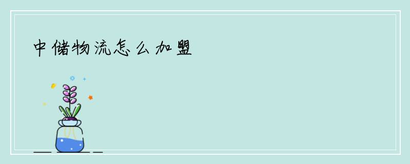 中储物流怎么加盟