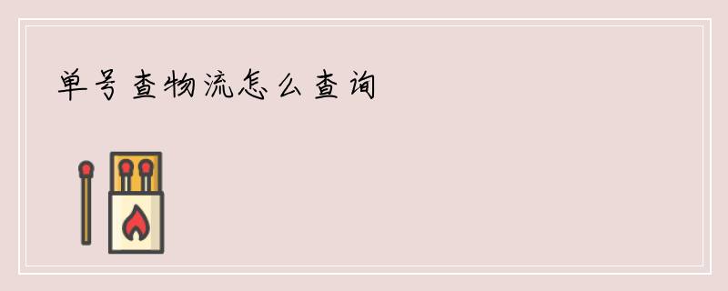 单号查物流怎么查询