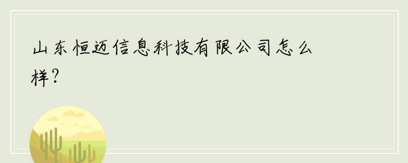 山东恒迈信息科技有限公司怎么样？