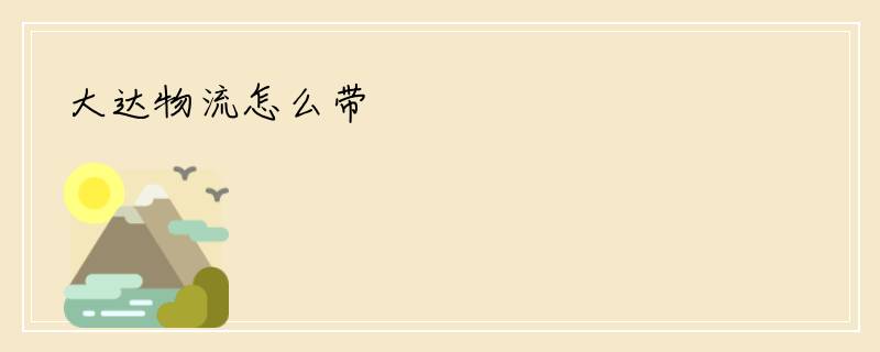 大达物流怎么带