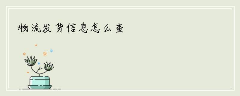 物流发货信息怎么查
