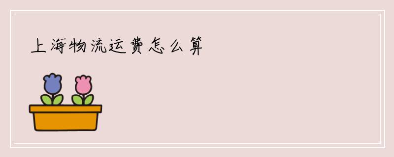 上海物流运费怎么算