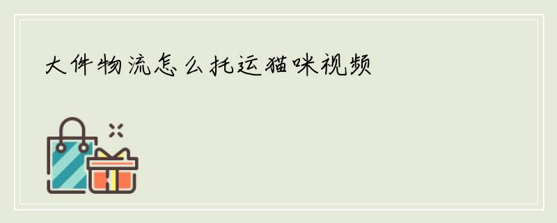 大件物流怎么托运猫咪视频