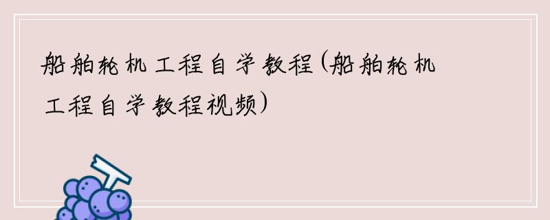 船舶轮机工程自学教程(船舶轮机工程自学教程视频)