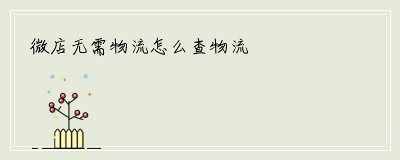 微店无需物流怎么查物流