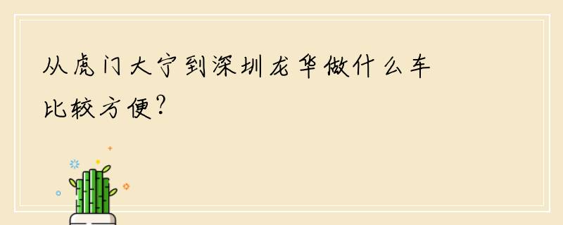 从虎门大宁到深圳龙华做什么车比较方便？