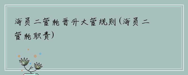 海员二管轮晋升大管规则(海员二管轮职责)