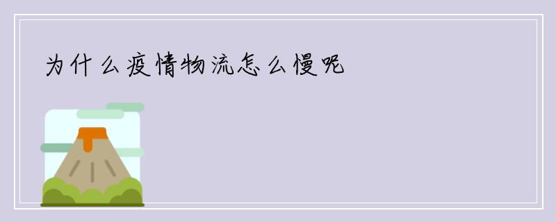 为什么疫情物流怎么慢呢