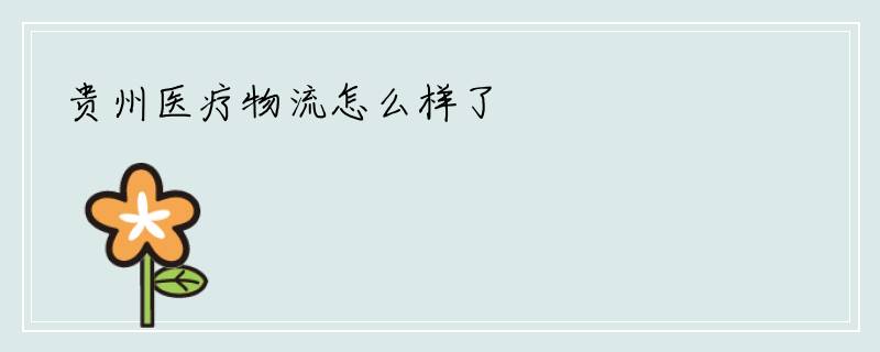 贵州医疗物流怎么样了