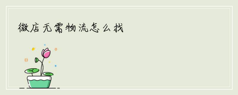 微店无需物流怎么找