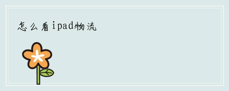 怎么看ipad物流