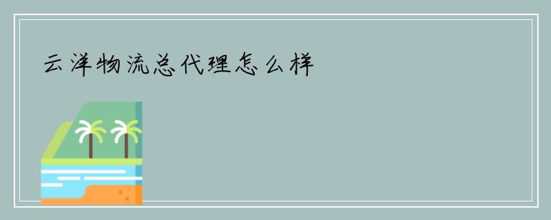 云洋物流总代理怎么样