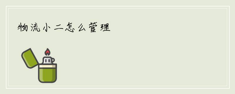 物流小二怎么管理