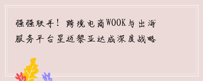 强强联手！跨境电商WOOK与出海服务平台星迈黎亚达成深度战略合作