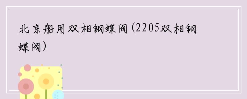 北京船用双相钢蝶阀(2205双相钢蝶阀)