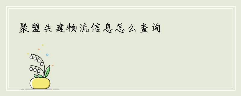 聚盟共建物流信息怎么查询