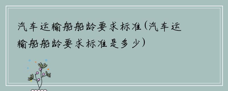 汽车运输船船龄要求标准(汽车运输船船龄要求标准是多少)