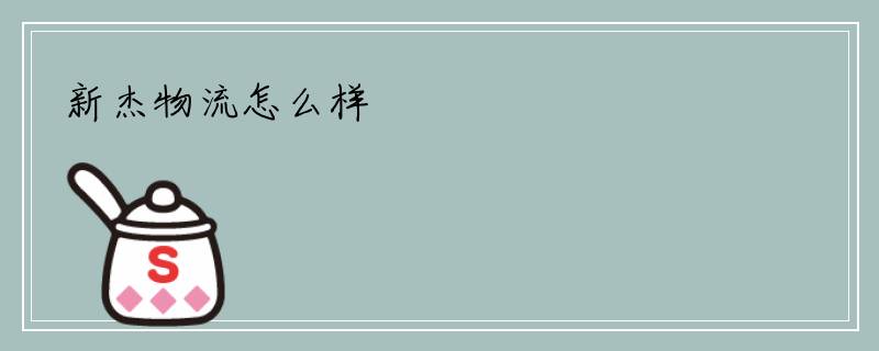 新杰物流怎么样