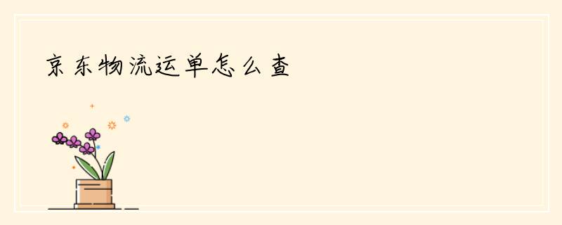 京东物流运单怎么查