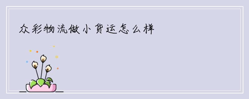 众彩物流做小货运怎么样