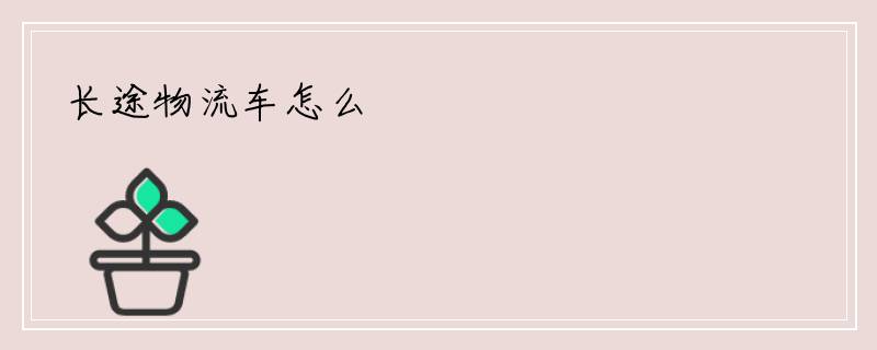 长途物流车怎么