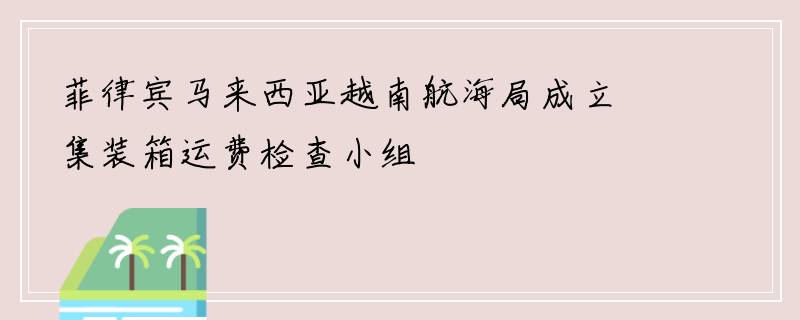 菲律宾马来西亚越南航海局成立集装箱运费检查小组