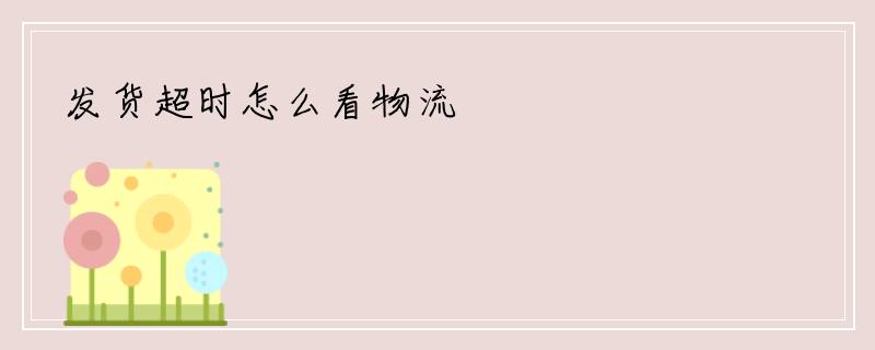 发货超时怎么看物流