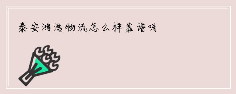 泰安鸿浩物流怎么样靠谱吗
