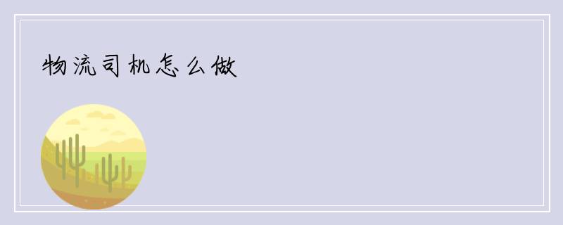 物流司机怎么做
