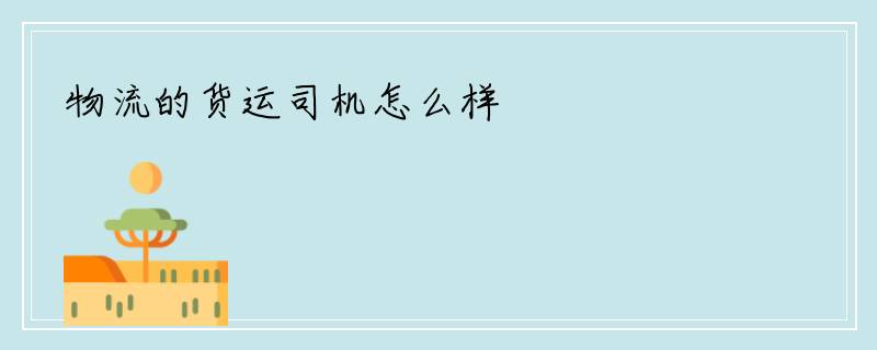 物流的货运司机怎么样