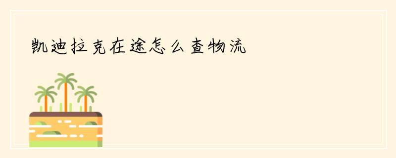 凯迪拉克在途怎么查物流