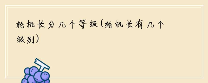 轮机长分几个等级(轮机长有几个级别)