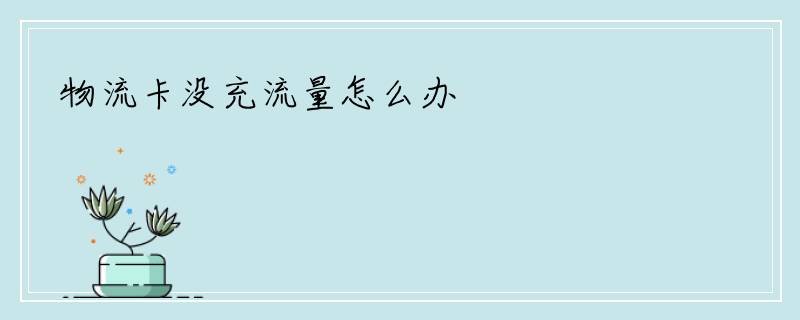 物流卡没充流量怎么办