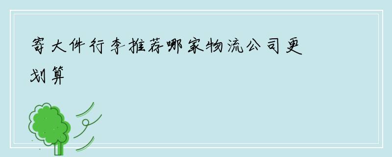 寄大件行李推荐哪家物流公司更划算