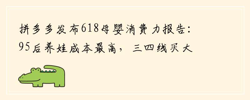 拼多多发布618母婴消费力报告：95后养娃成本最高，三四线买大牌成趋势