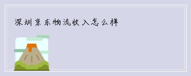 深圳京东物流收入怎么样