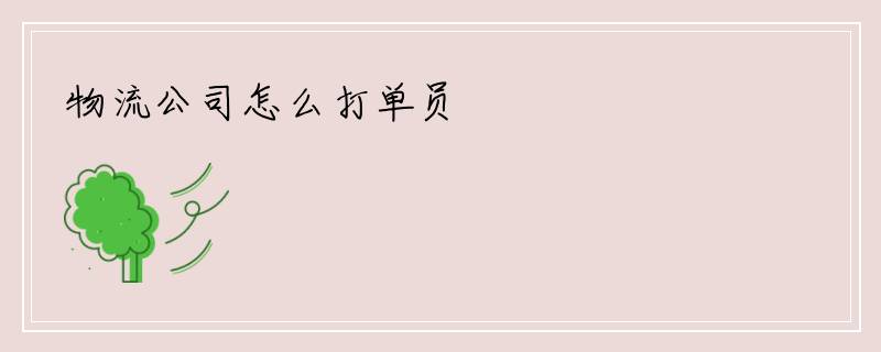物流公司怎么打单员