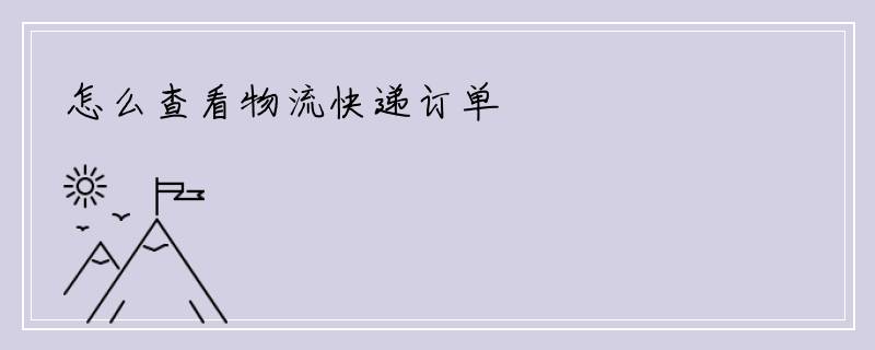 怎么查看物流快递订单