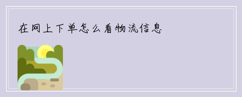 在网上下单怎么看物流信息