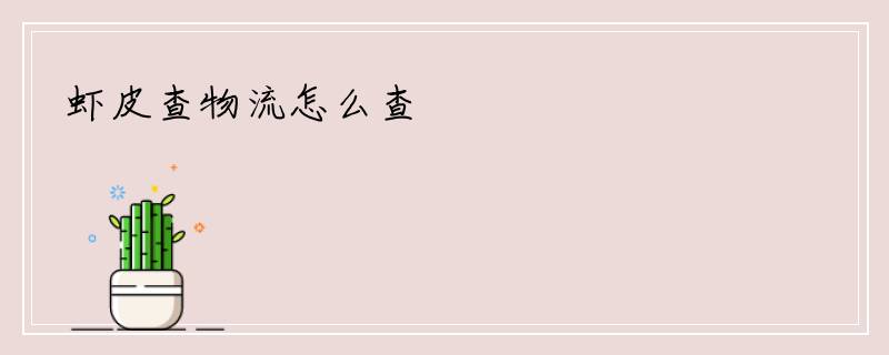 虾皮查物流怎么查